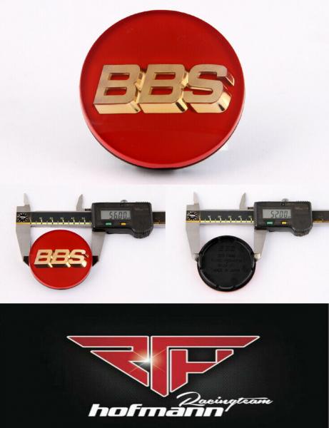 rot / gold 56 mm 56.24.012 56.24.100 BBS Felgendeckel Embleme